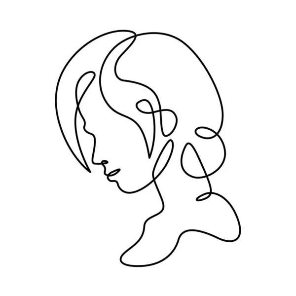 Жіночий Портретний Силует Жінки Стикаються Логотипом Одна Безперервна Лінія Креслення — стокове фото