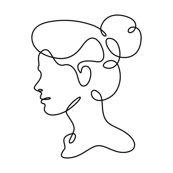 Woman portrait profile silhouette. Womans face logo. One continuous drawing line  logo single hand drawn art doodle isolated minimal illustration.