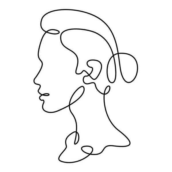 Woman Portrait Profile Silhouette Womans Face Logo One Continuous Drawing — Stock Photo, Image