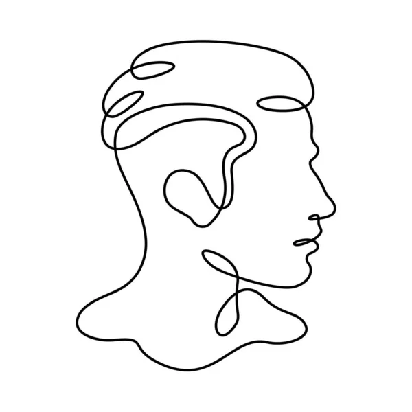 Silhouette Portrait Homme Logo Visage Masculin Une Ligne Dessin Continu — Photo