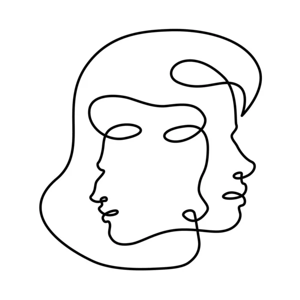 Mäns Och Kvinnors Profilporträtt Ansiktet Innanför Ansiktet Huvud Huvud Logoporträtt — Stockfoto