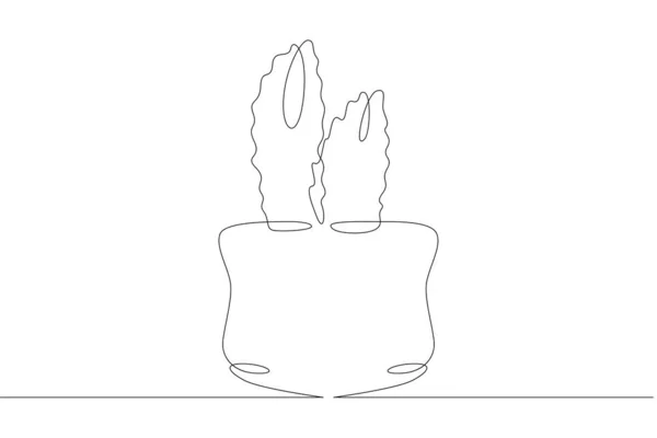 Zimmerpflanzenkakteen Kaktus Topf Eine Kontinuierliche Zeichenlinie Logo Einzelne Hand Gezeichnet — Stockfoto
