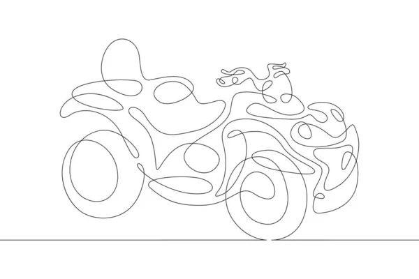 レーサーなしオフロードレーススポーツAtv 1つの連続図面ラインロゴシングル手描きアートドア孤立最小限のイラスト — ストック写真