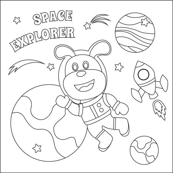 Space Dog Astronaut Space Suit Cartoon Style Creative Vector Childish — Stock Vector