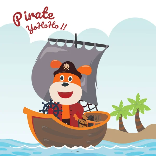 Çizgi film tarzıyla sevimli korsan maymun vektör çizimi. Kumaş, tekstil, bebek odası duvar kâğıdı, poster, kart, broşür için yaratıcı çocuksu bir geçmiş. ve diğer dekorasyon.