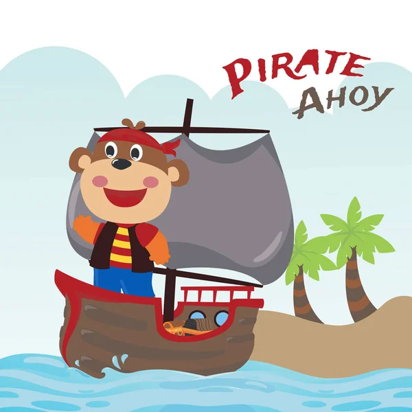 Cute Pirate Monkey Vector Illustration Cartoon Style Creative Vector Childish — Stock Vector