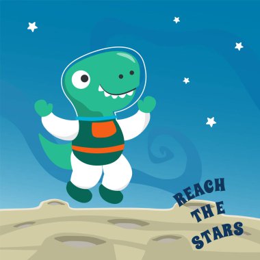 Kızıl Gezegeni keşfeden sevimli dinozor. Yaşamın izlerini arama görevi. Kumaş, tekstil, bebek odası duvar kâğıdı, poster, broşür için yaratıcı çocuksu arka plan. ve diğer dekorasyon.