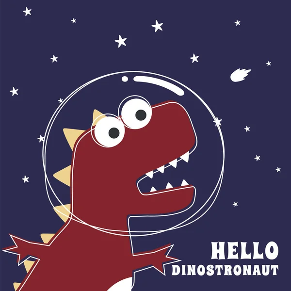 Şirin astronot dinozor. Çocuklar için uzay temalı tişört baskısı. Kumaş, tekstil, bebek odası duvar kâğıdı, poster, kart, broşür için yaratıcı çocuksu bir geçmiş. ve diğer dekorasyon.