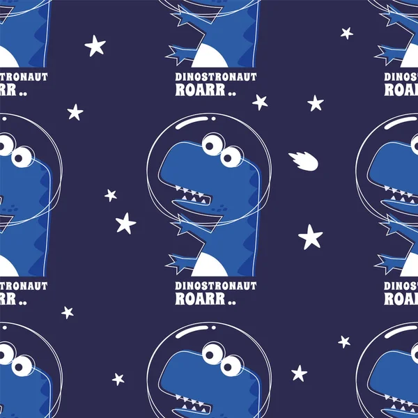 Seamless pattern with Space dinosaur. Cute dinosaur pattern for fabric, baby clothes, background, textile, wrapping paper and other decoration.