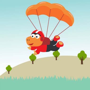 Çizgi film tarzında küçük dinozorlarla gökyüzü dalışının vektör çizimi. Kumaş tekstil, bebek odası duvar kağıdı, poster, kart, broşür için yaratıcı çocuksu bir arka plan. vektör illüstrasyonu