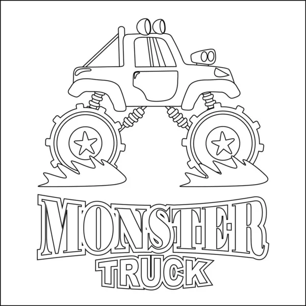 Vector Illustration Monster Truck Cartoon Style Childish Design Kids Activity — Stock vektor