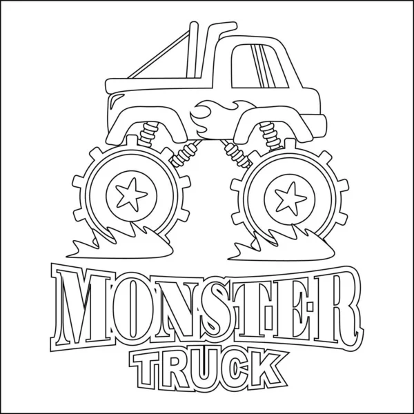 Vector Illustration Monster Truck Cartoon Style Childish Design Kids Activity — Stock vektor