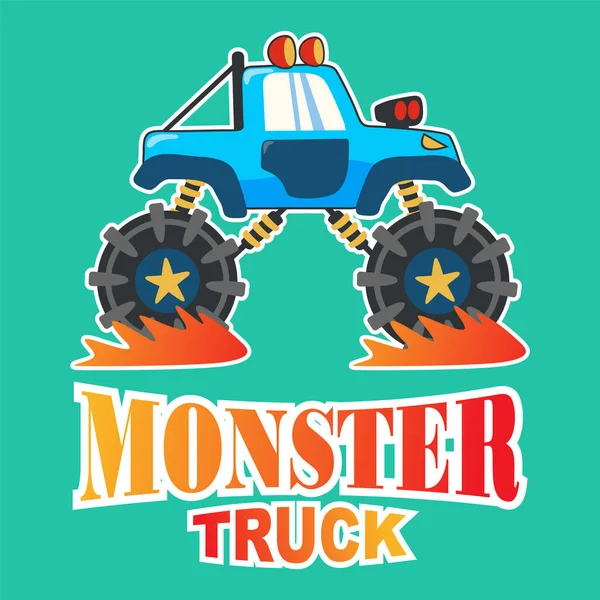 Wektor Ilustracja Monster Truck Stylu Kreskówki Może Być Używany Druku — Wektor stockowy