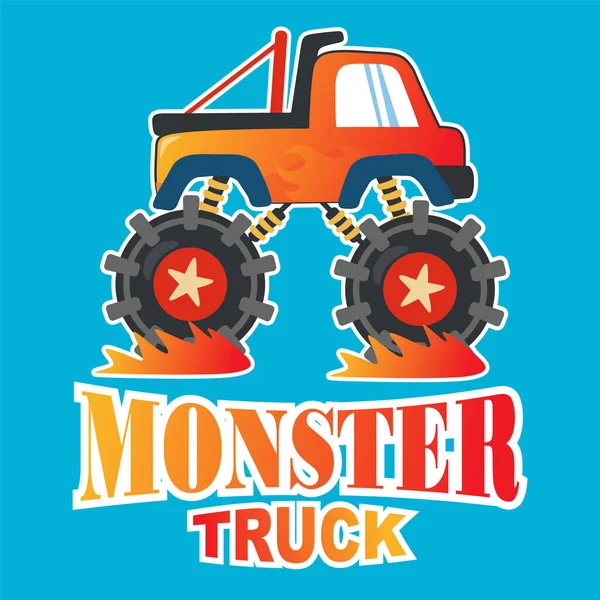 Vektor Illustration Monster Truck Med Tecknad Stil Kan Användas För — Stock vektor