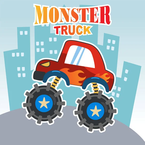 Vektorová Ilustrace Monster Truck Kresleným Stylem Lze Použít Pro Potisk — Stockový vektor