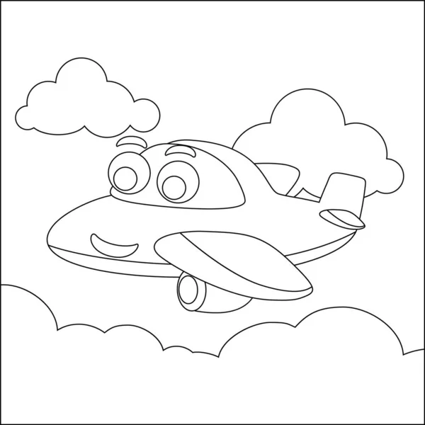 Legrační Roztomilé Letadlo Lítá Obloze Cartoon Izolované Vektorové Ilustrace Kreativní — Stockový vektor