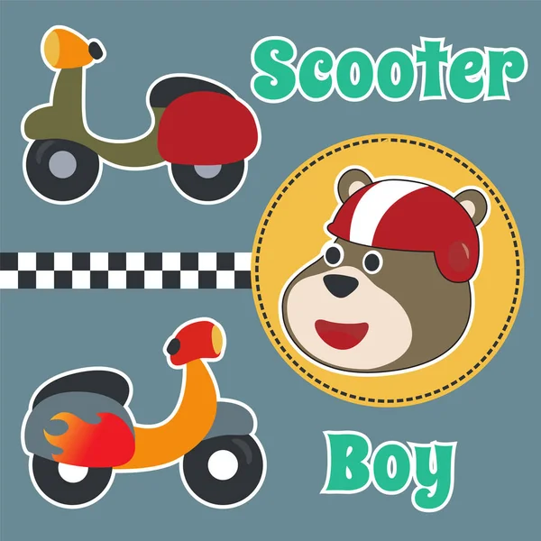 Urso Bonito Scooter Cartoon Vector Icon Ilustração Pode Ser Usado — Vetor de Stock