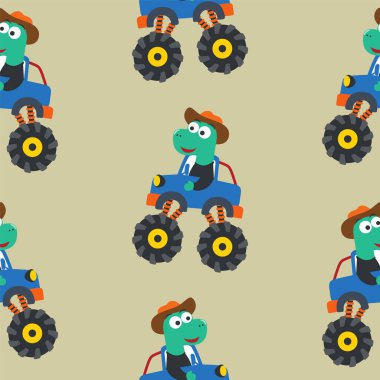 Çizgi film tarzı canavar kamyonun kusursuz desenli vektörü kumaş tekstili için yaratıcı vektör çocuksu arka plan, çocuk odası arka planı, bebek kıyafetleri, poster, ambalaj kağıdı ve diğer dekorasyon malzemeleri..