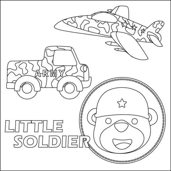 Lindo Soldado Junior Dibujos Animados Ilustración Vectorial Dibujado Mano Dibujos — Archivo Imágenes Vectoriales