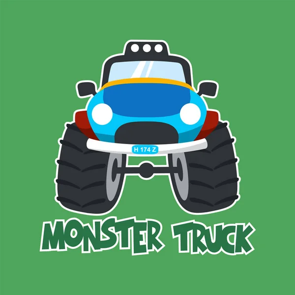 Wektor Ilustracja Monster Truck Stylu Kreskówki Może Być Używany Druku — Wektor stockowy