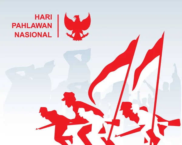 Vektor Ilustrasi Hari Pahlawan Nasional Terjemahan Hari Pahlawan Nasional Indonesia - Stok Vektor