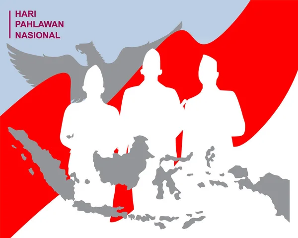 Ilustracja Wektora Hari Pahlawan Nasional Tłumaczenie Indonezyjski Dzień Bohaterów Narodowych — Wektor stockowy
