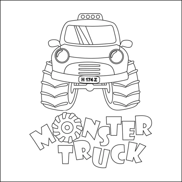 Vektor Illustration Monster Truck Med Tecknad Stil Tecknad Isolerad Vektor — Stock vektor