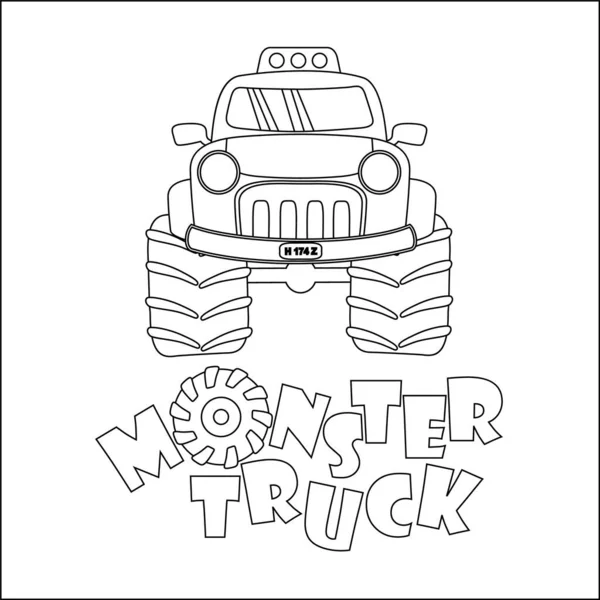 Vektor Illustration Monster Truck Med Tecknad Stil Tecknad Isolerad Vektor — Stock vektor