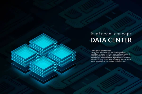 Mainframe Angetriebener Server High Tech Konzept Rechenzentrum Cloud Datenspeicherung Isometrische — Stockvektor