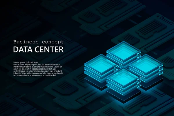 Mainframe Powered Server High Technology Concept Data Center Cloud Data — Stockový vektor