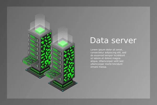 Übertragung Von Benutzerdaten Den Server Datenhosting Datenfluss Datenspeicherung Server Digitaler — Stockvektor