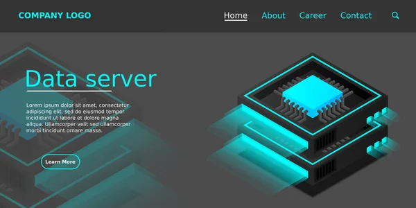 Server Room Banner Web Hosting Verwerking Van Big Data Concept — Stockvector