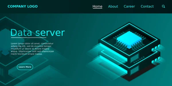 Server Room Banner Web Hosting Und Verarbeitung Von Big Data — Stockvektor