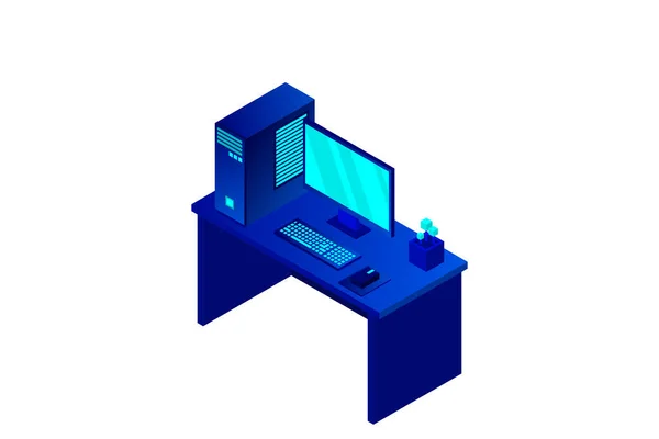 Computador Pessoal Isométrico Ilustração Adequada Para Publicidade Promoção — Vetor de Stock