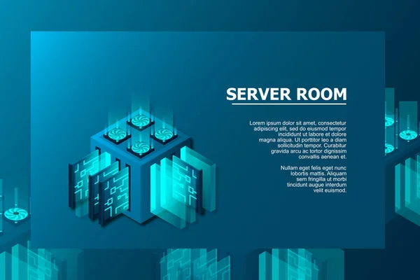 Mainframe Servidor Alimentado Centro Datos Ilustración Vectores Isométricos Almacenamiento Datos — Archivo Imágenes Vectoriales