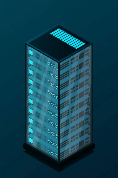 メインフレーム 電源サーバー ハイテクコンセプト データセンター クラウドデータストレージ等数ベクトル図紫外線背景 — ストックベクタ