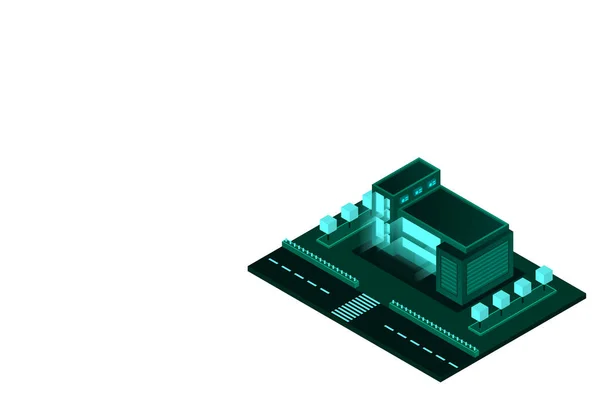 Ciudad Inteligente Concepto Vector Isométrico Edificio Inteligente Modernos Edificios Infraestructura — Archivo Imágenes Vectoriales