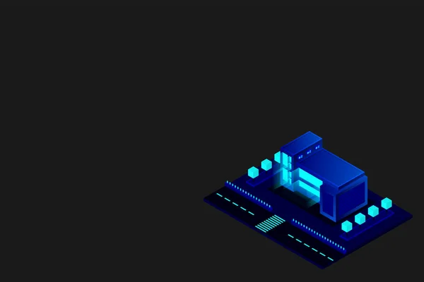 Akıllı Şehir Akıllı Bina Izometrik Vektör Konsepti Modern Akıllı Şehir — Stok Vektör