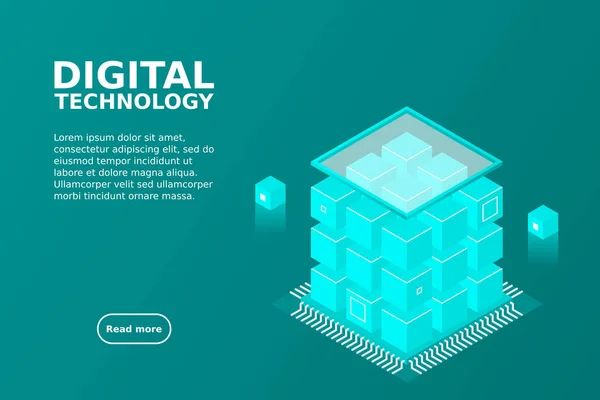 Isometric Digital Technology Web Banner Big Data Machine Learning Algorithms — Stockový vektor