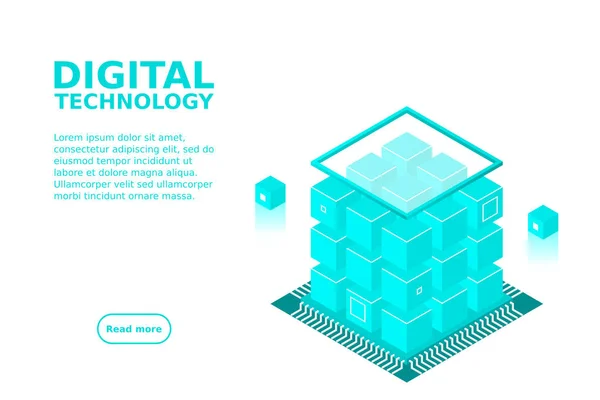 Isometric Digital Technology Web Banner Big Data Machine Learning Algorithms — Stockový vektor