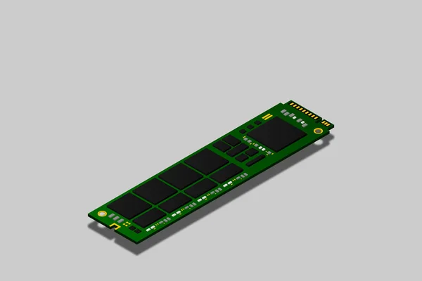 Nvme Express 2内存现实3D等距插画 随机访问内存 个人计算机硬件组件 自定义游戏和工作站附件 矢量插画 — 图库矢量图片