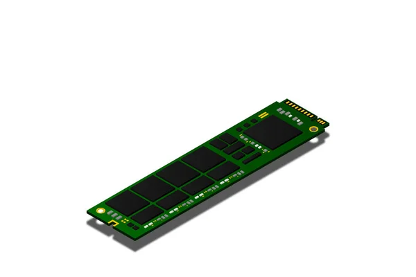 Nvme Express 2メモリ現実的な3Dアイソメトリックイラスト ランダムアクセスメモリ パーソナルコンピュータハードウェアコンポーネント カスタムゲーム ワークステーションアクセサリー ベクトルイラスト — ストックベクタ