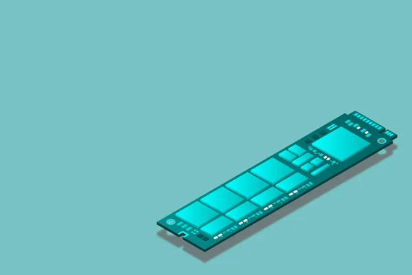 Nvme Express Ilustración Isométrica Realista Memoria Memoria Acceso Aleatorio Componente — Archivo Imágenes Vectoriales