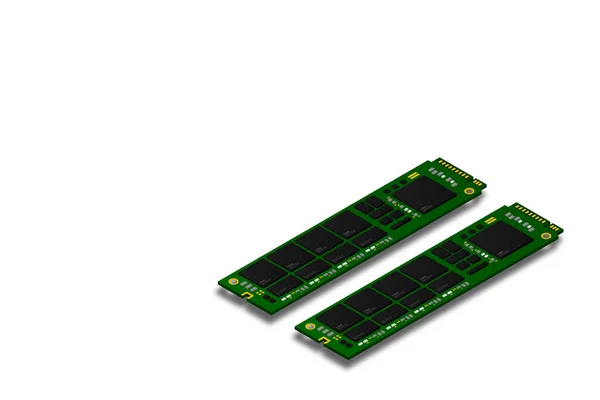 Nvme Express 2メモリ現実的な3Dアイソメトリックイラスト ランダムアクセスメモリ パーソナルコンピュータハードウェアコンポーネント カスタムゲーム ワークステーションアクセサリー ベクトルイラスト — ストックベクタ