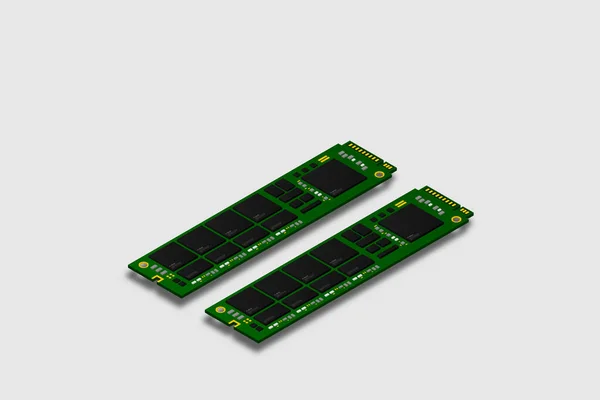 Nvme Express 2メモリ現実的な3Dアイソメトリックイラスト ランダムアクセスメモリ パーソナルコンピュータハードウェアコンポーネント カスタムゲーム ワークステーションアクセサリー ベクトルイラスト — ストックベクタ