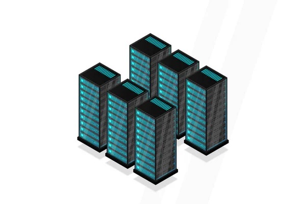 Mainframe Powered Server High Technology Concept Data Center Cloud Data — Stock Vector