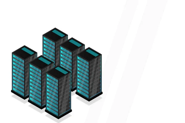 Mainframe Powered Server High Technology Concept Data Center Cloud Data — Stock Vector