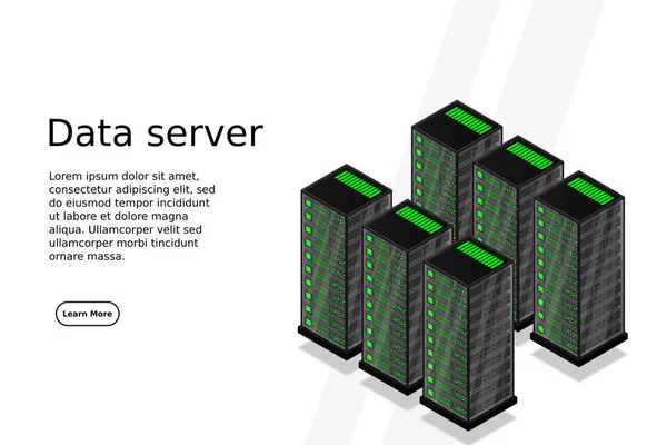 Mainframe Powered Server High Technology Concept Data Center Cloud Data — Stockový vektor