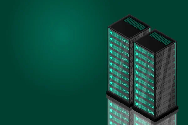 Mainframe Server Alimentato Concetto Alta Tecnologia Data Center Illustrazione Vettoriale — Vettoriale Stock