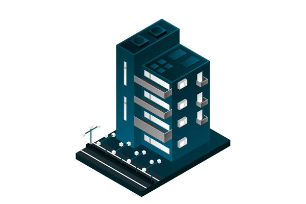 Smart City Concept Vecteur Isométrique Bâtiment Intelligent Moderne Ville Intelligente — Image vectorielle